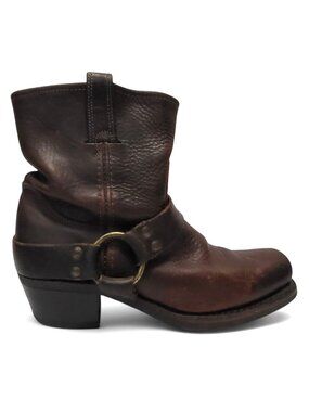 FRYE 8R Harness Short Boot Brown Oiled Leather Western Cowgirl Moto Engineer